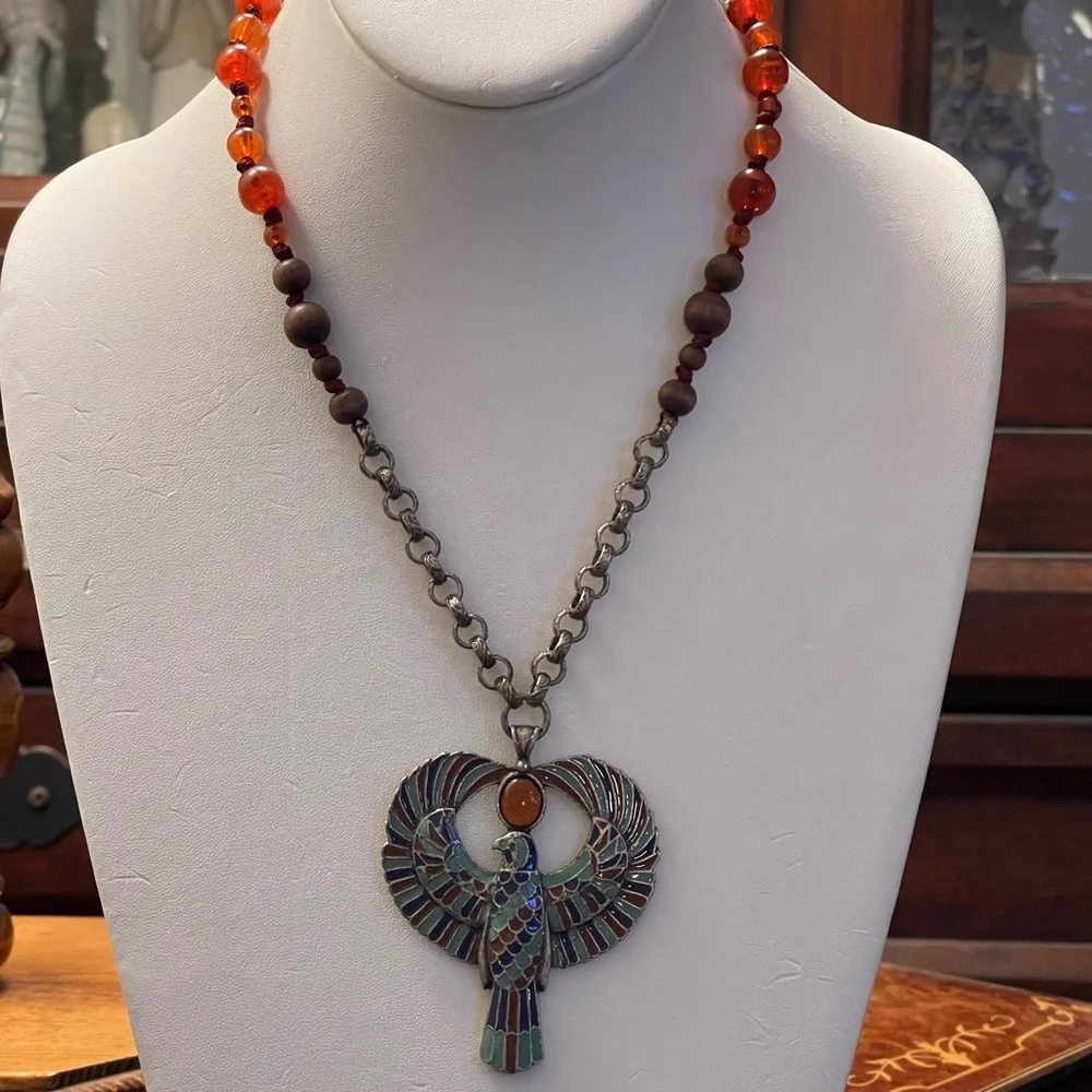 Egyptian revival god of the sky Falcon of Horus necklace - Picture 6 of 9